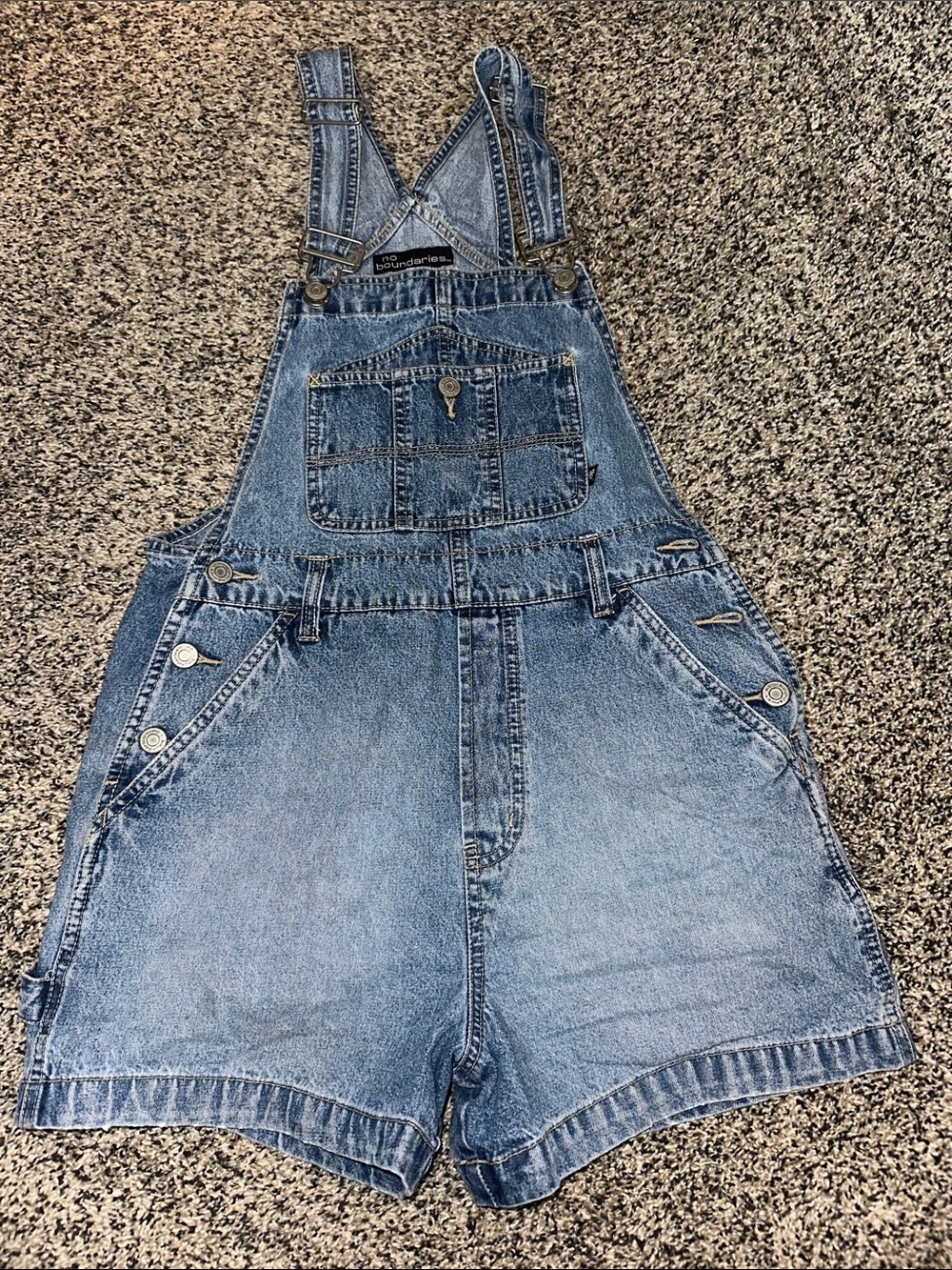 No Boundaries Light Blue Denim Short Overalls